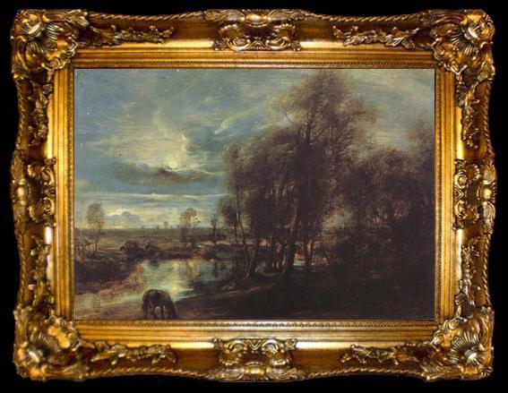 framed  Peter Paul Rubens Sunset Landscape with a Sbepberd and his Flock (mk01), ta009-2